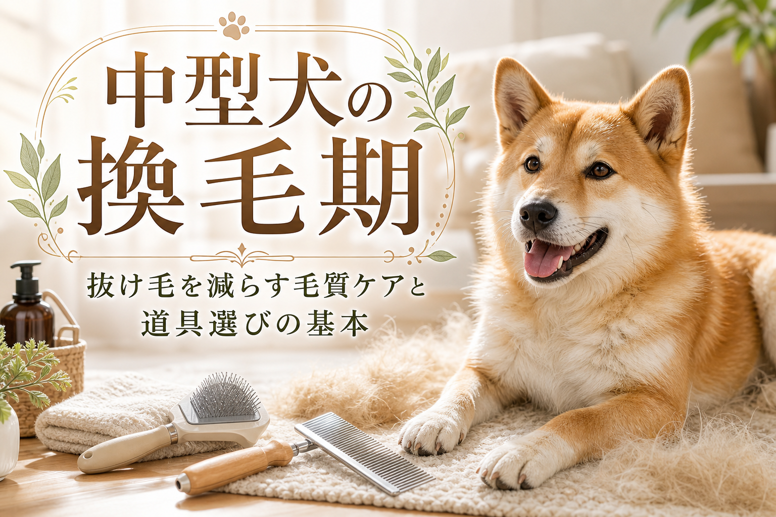 中型犬の換毛期、抜け毛を減らす毛質ケアと道具選びの基本