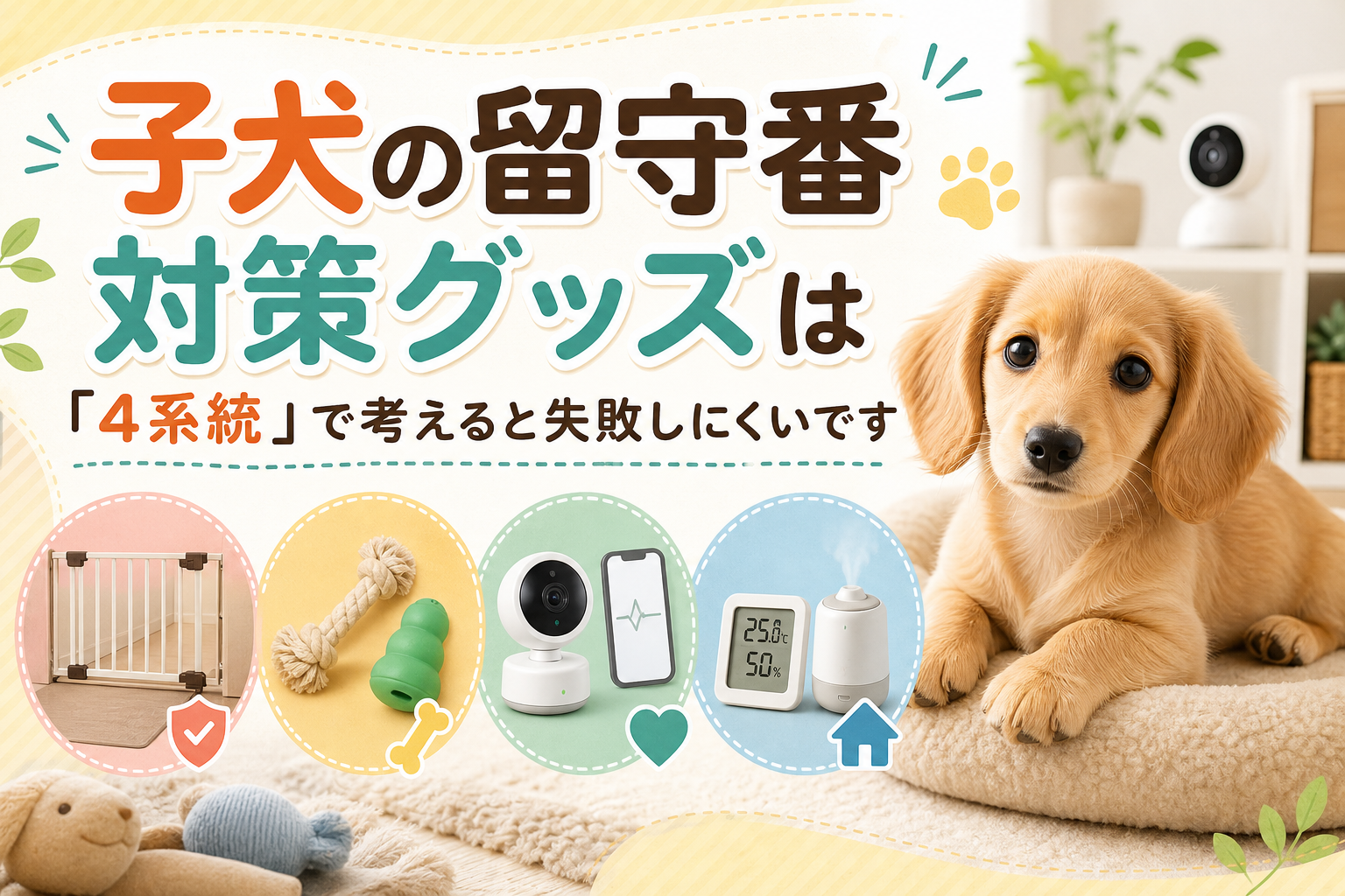 子犬の留守番対策グッズは「4系統」で考えると失敗しにくいです