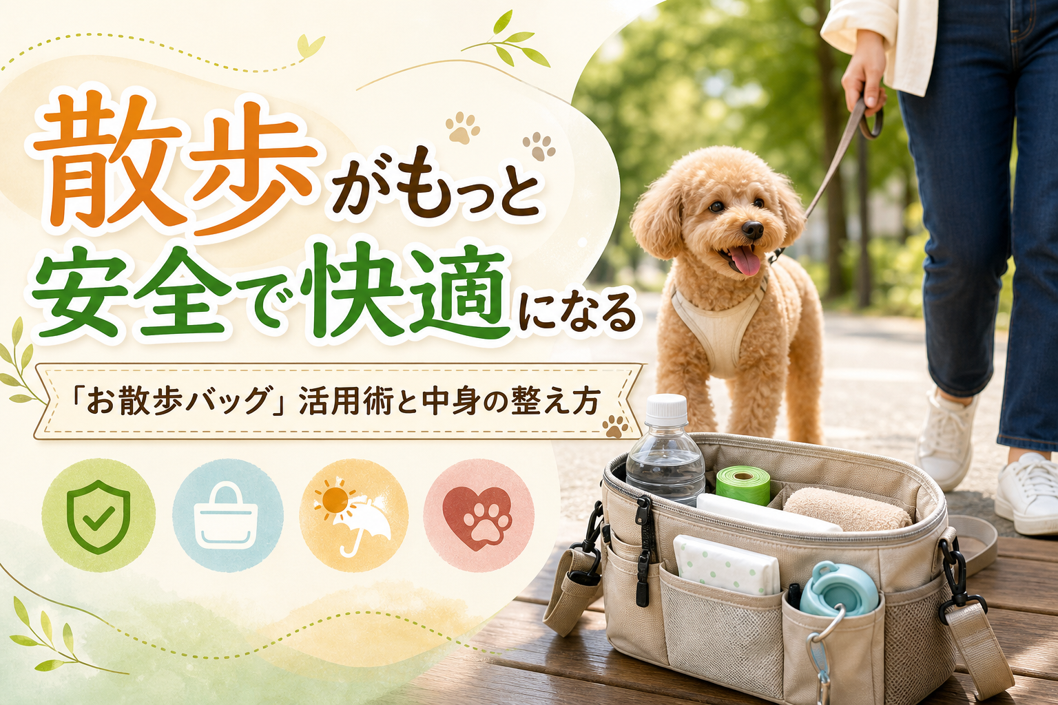 散歩がもっと安全で快適になる「お散歩バッグ」活用術と中身の整え方
