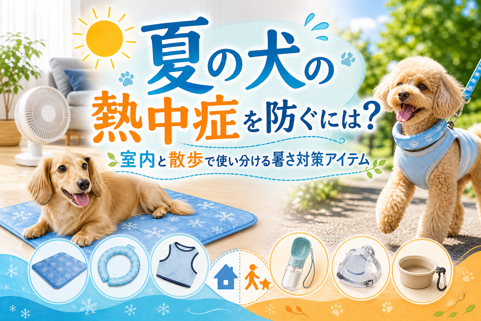 夏の犬の熱中症を防ぐには？室内と散歩で使い分ける暑さ対策アイテム