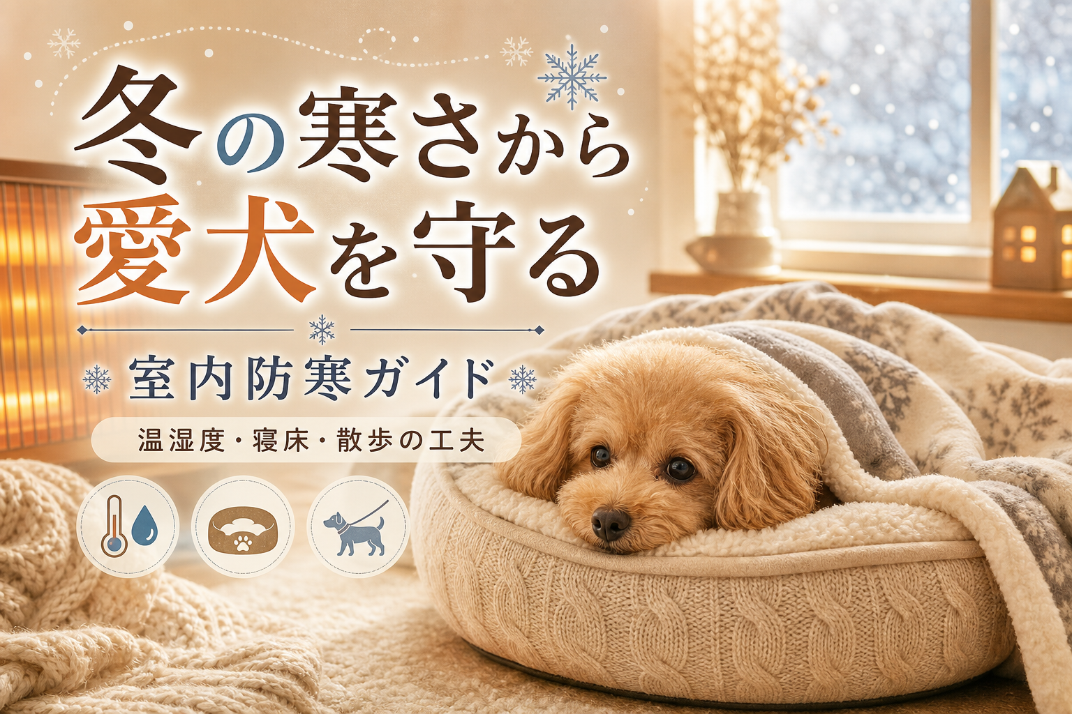 冬の寒さから愛犬を守る室内防寒ガイド|温湿度・寝床・散歩の工夫