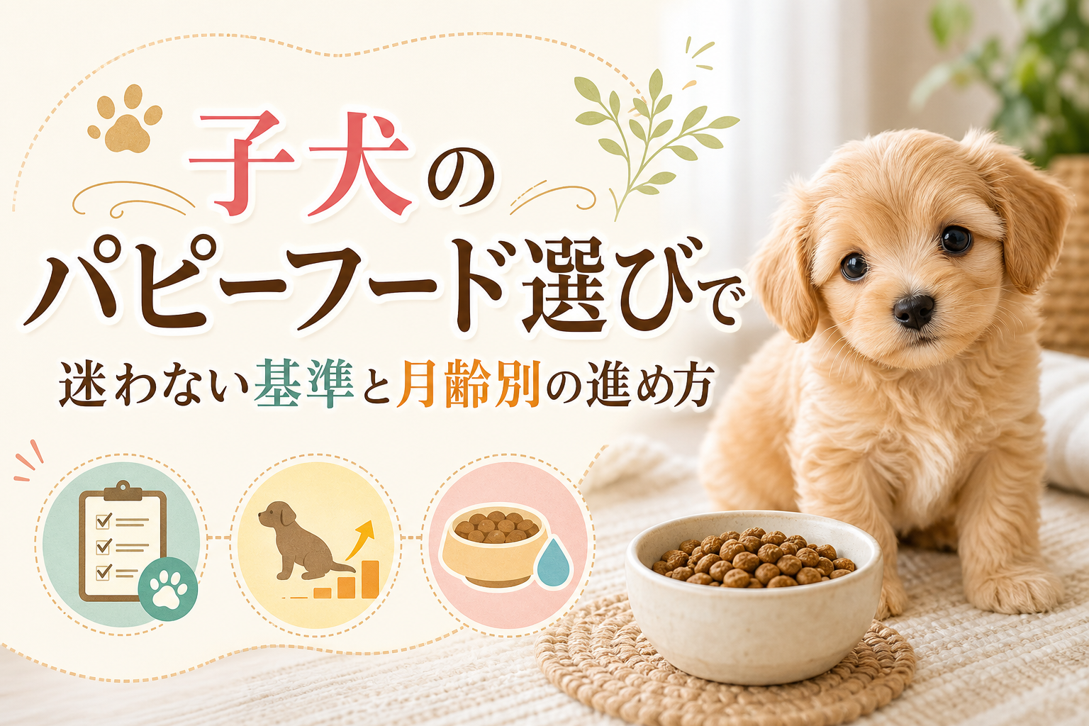 子犬のパピーフード選びで迷わない基準と月齢別の進め方