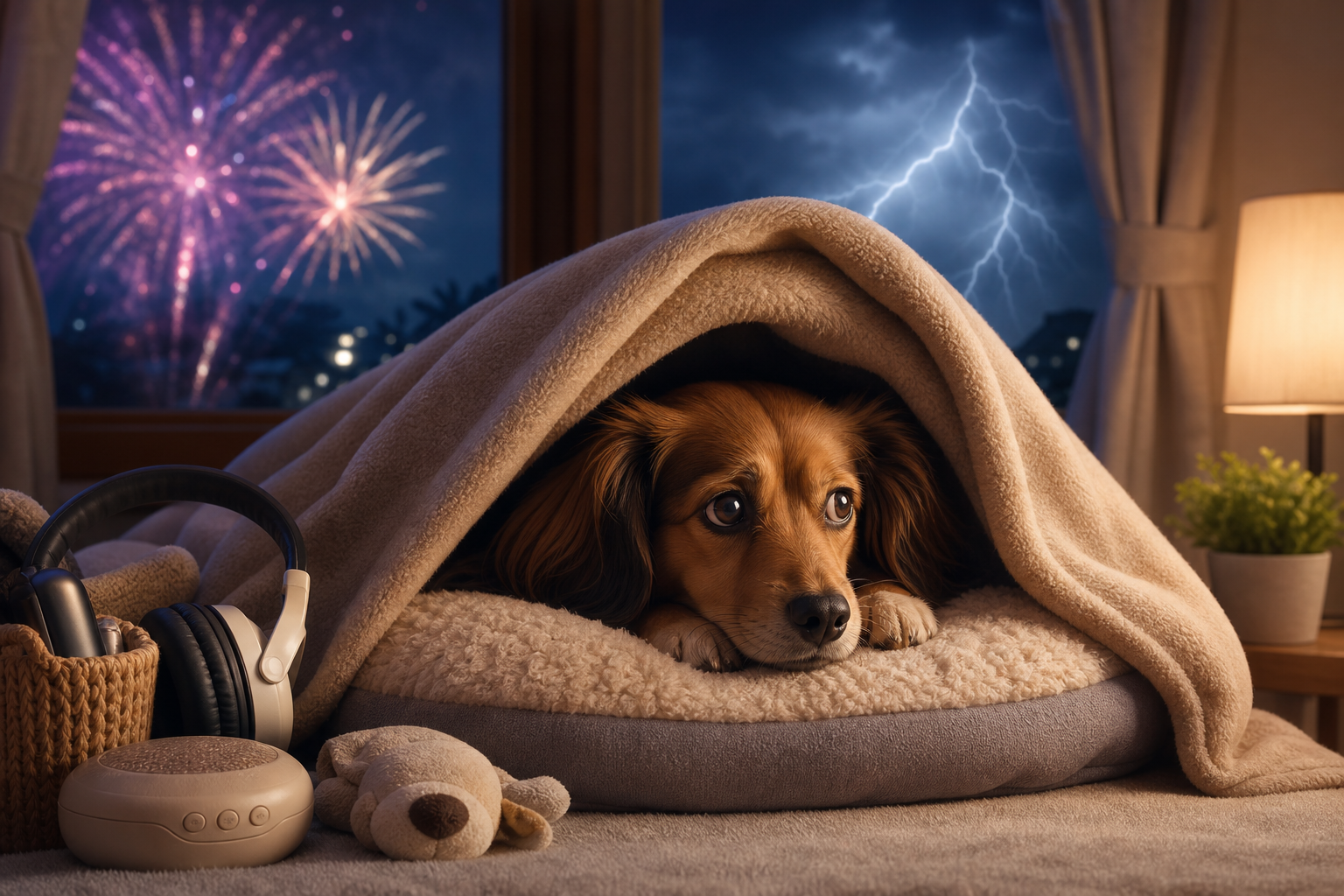 花火や雷を怖がる犬に起きやすい反応と、まず知っておきたいこと