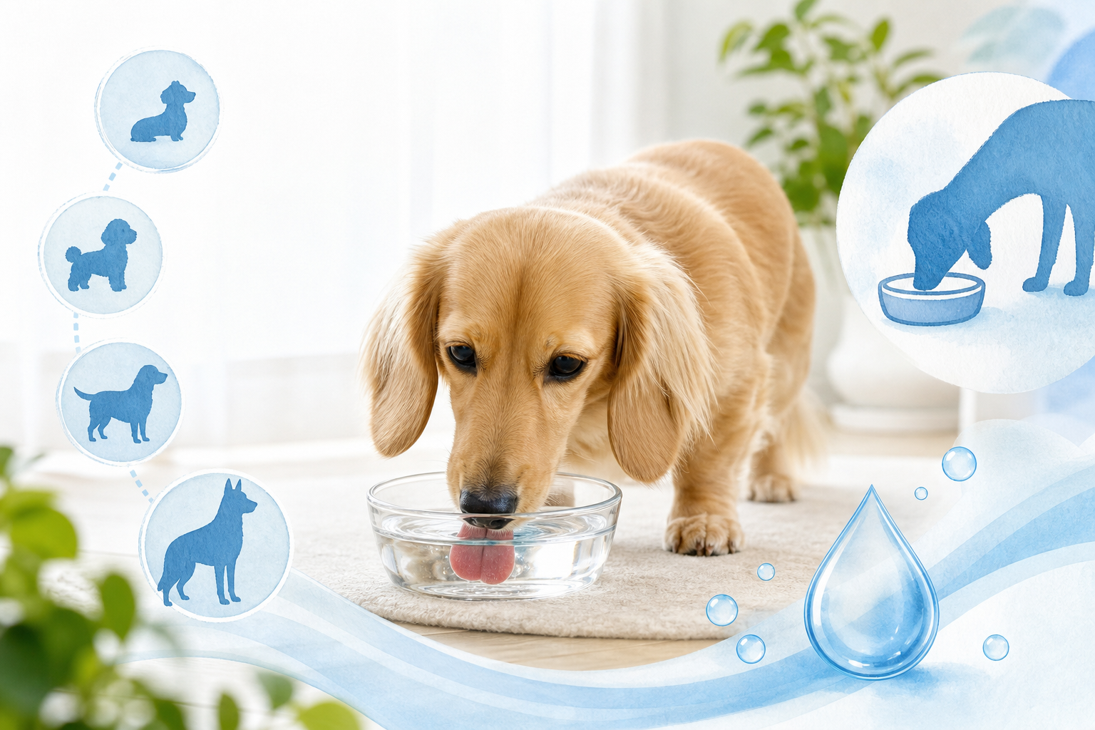 犬の飲水量の目安は「体重1kgあたり40〜60mL」が基本とされています