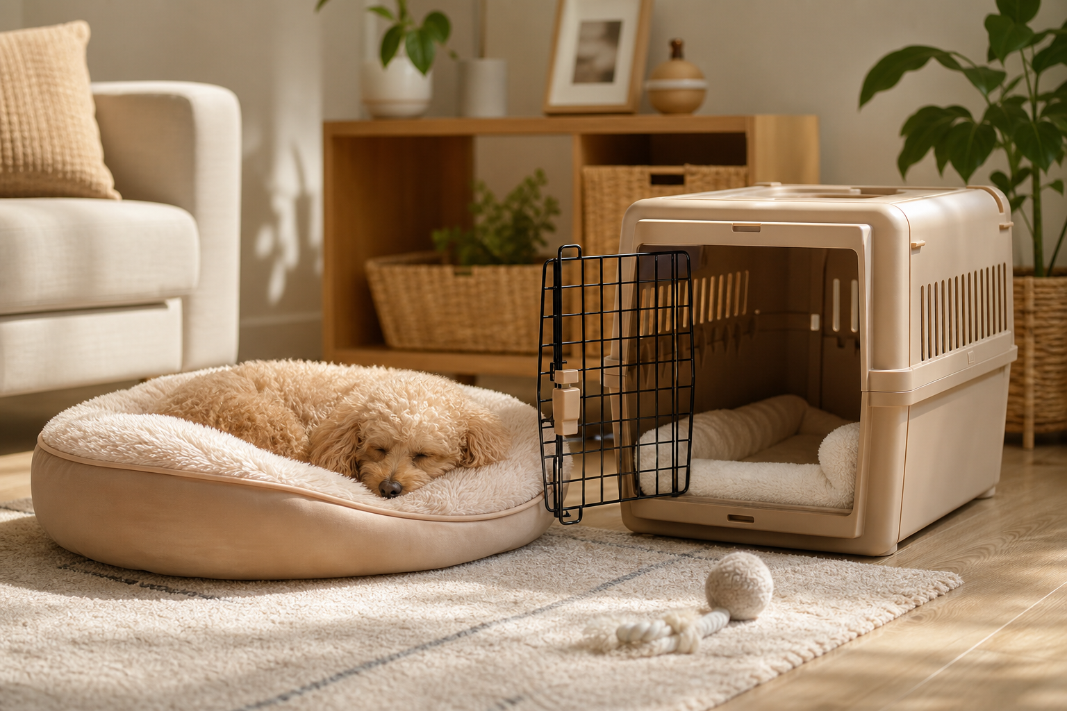 犬さんの寝床は「ベッド」と「クレート」で役割が少し違います