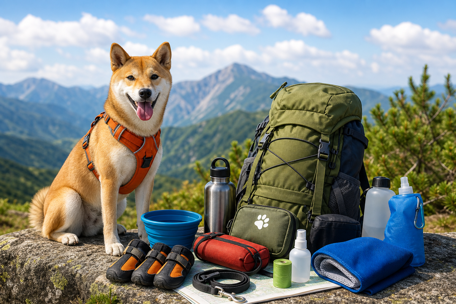 犬連れ登山の持ち物は「安全装備」と「体調管理」が基本です